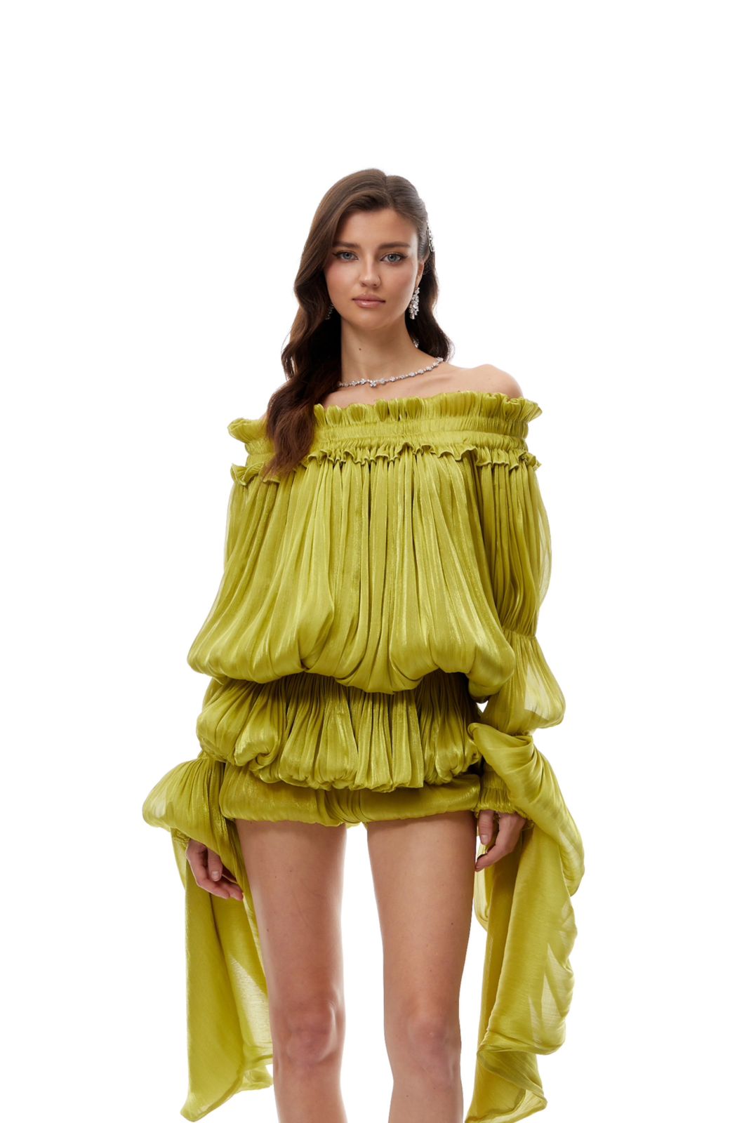Olive Off Shoulder Midi
