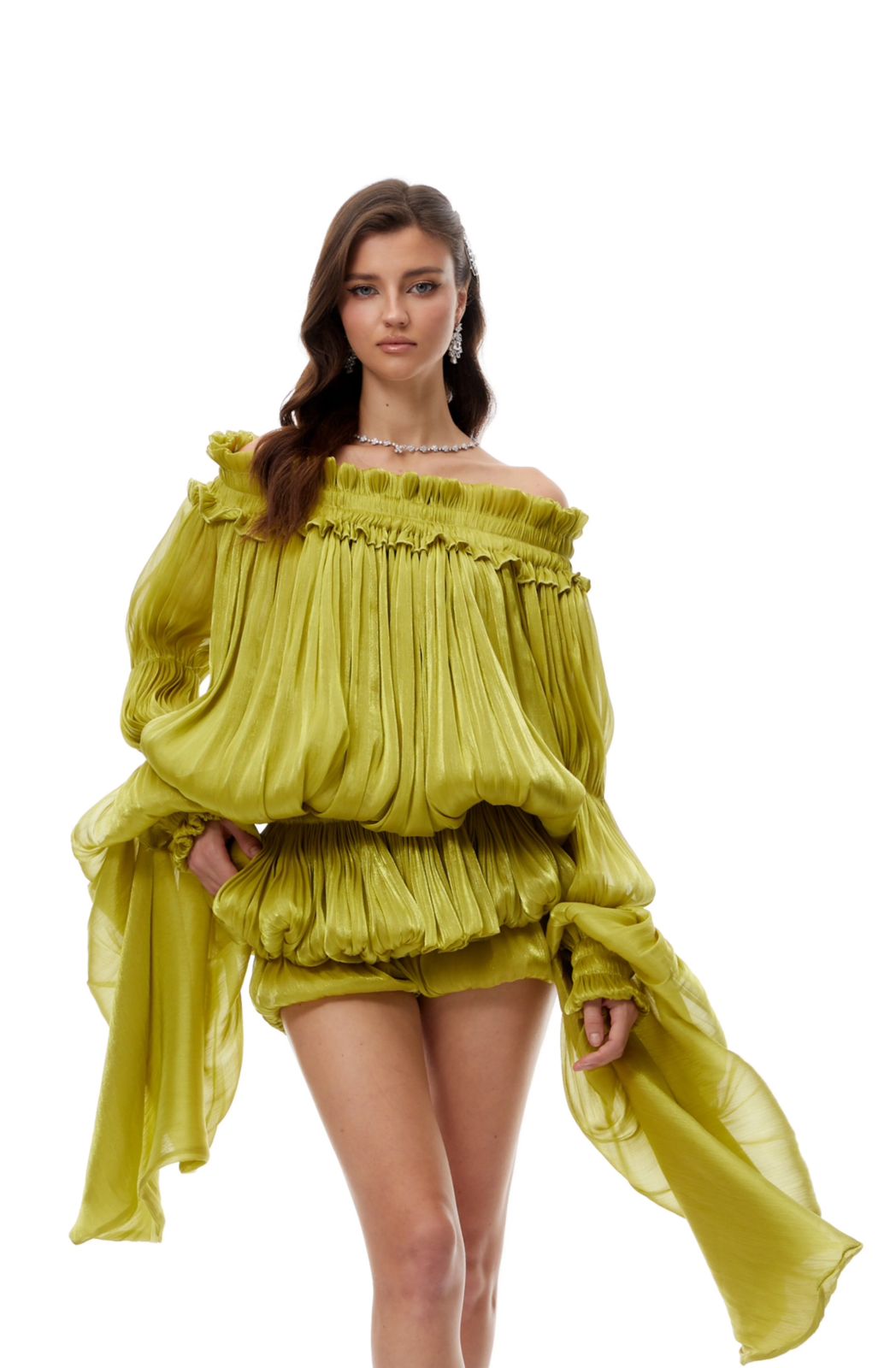 Olive Off Shoulder Midi