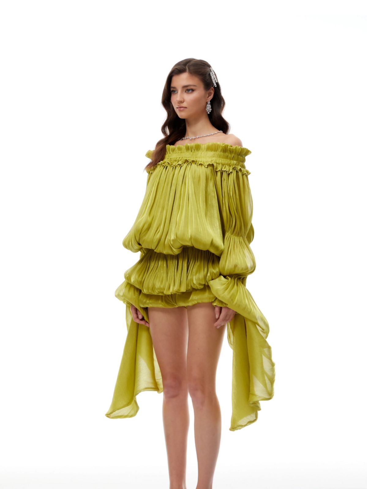 Olive Off Shoulder Midi